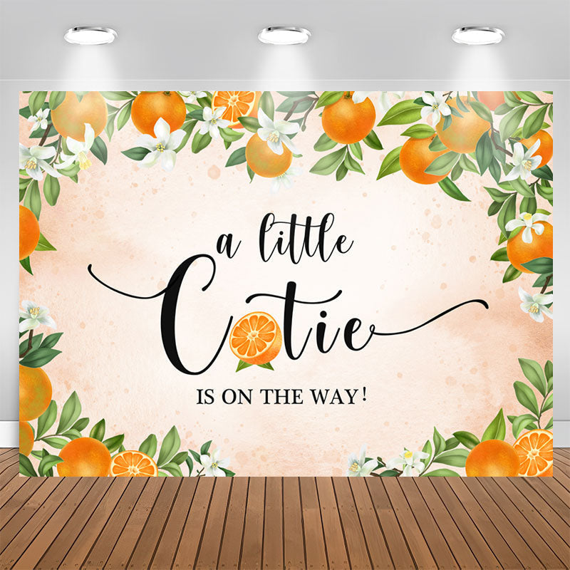 Aperturee - Black A Little Cutie is on The Way Baby Shower Backdrop