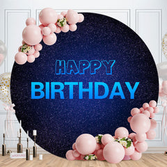 Aperturee - Black And Blue Glitter Round Birthday Backdrop