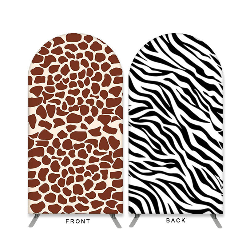 Aperturee - Black And Brown Animal Pattern Double Sided Arch Backdrop