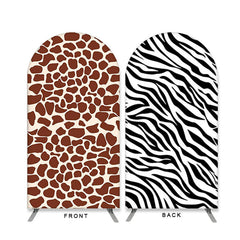 Aperturee - Black And Brown Animal Pattern Double Sided Arch Backdrop