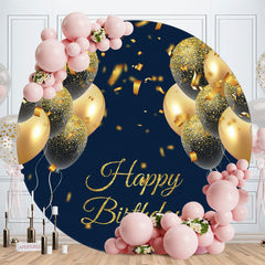 Aperturee - Black And Gold Glitter Round Birthday Backdrop
