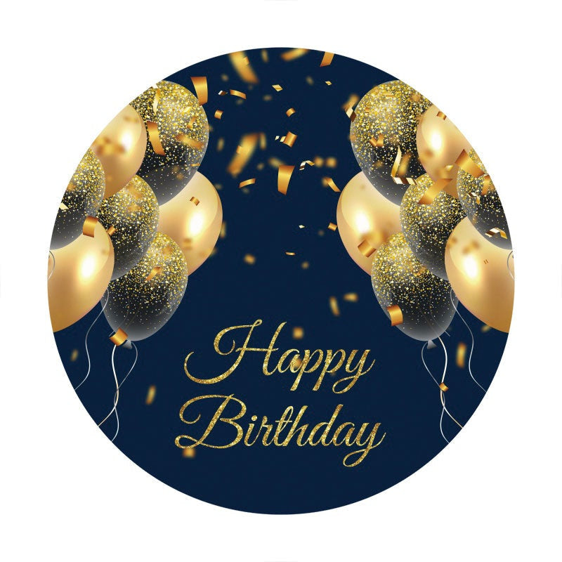 Aperturee - Black And Gold Glitter Round Birthday Backdrop