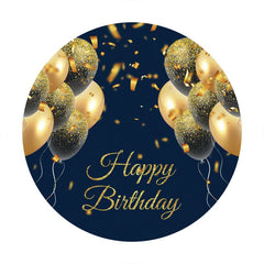 Aperturee - Black And Gold Glitter Round Birthday Backdrop