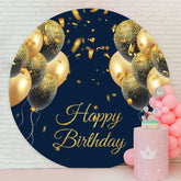 Aperturee - Black And Gold Glitter Round Birthday Backdrop