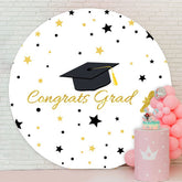 Aperturee - Black And Gold Glitter Round Graduation Backdrop