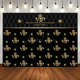 Aperturee - Black And Golden Welcome Vip Happy Birthday Backdrop