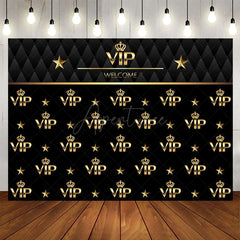 Aperturee - Black And Golden Welcome Vip Happy Birthday Backdrop