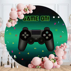 Aperturee - Black And Green Round Game On Birthday Backdrop