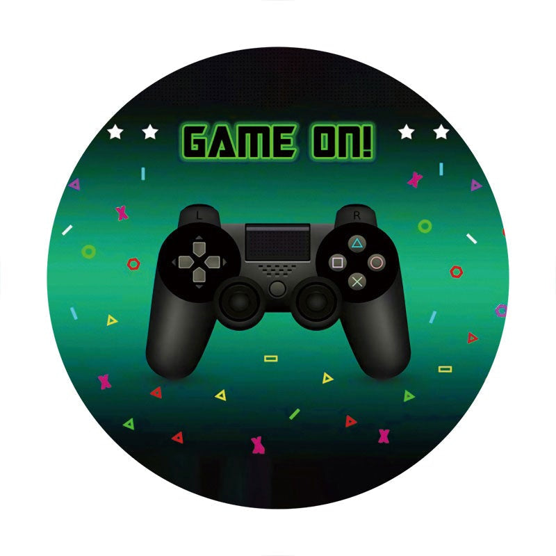 Aperturee - Black And Green Round Game On Birthday Backdrop