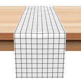 Aperturee - Black And White Checkred Plaid Simple Table Runner
