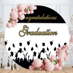 Aperturee - Black And White Golden Theme Graduation Round Backdrop