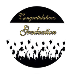 Aperturee - Black And White Golden Theme Graduation Round Backdrop