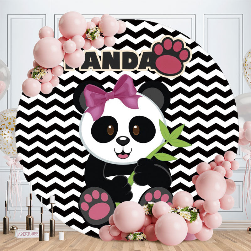 Aperturee - Black And White Panda Round Baby Shower Backdrop