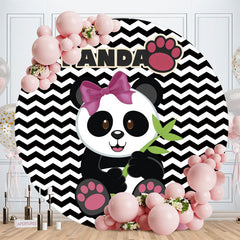 Aperturee - Black And White Panda Round Baby Shower Backdrop