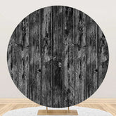 Aperturee - Black And White Retro Wood Wall Round Party Backdrop