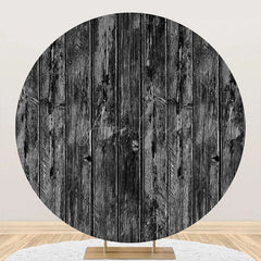Aperturee - Black And White Retro Wood Wall Round Party Backdrop