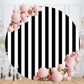 Aperturee - Black And White Stripes Round Birthday Backdrop