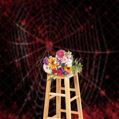 Aperturee - Black Bloody Spider Web Halloween Theme Backdrop