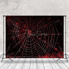 Aperturee - Black Bloody Spider Web Halloween Theme Backdrop