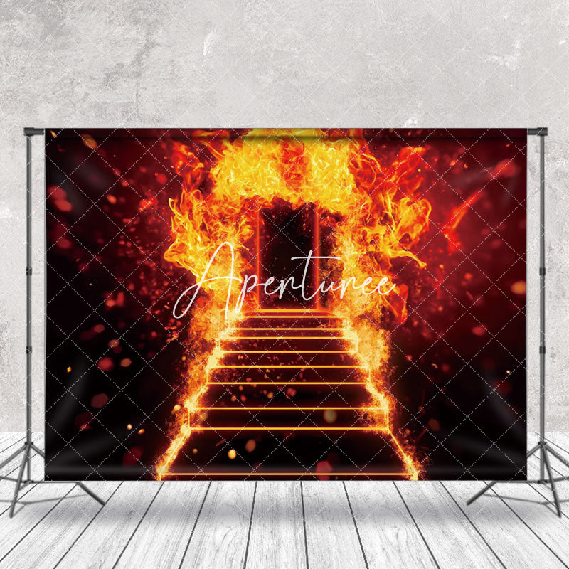 Aperturee - Black Burning Door Ladder Photography Cloth Backdrop
