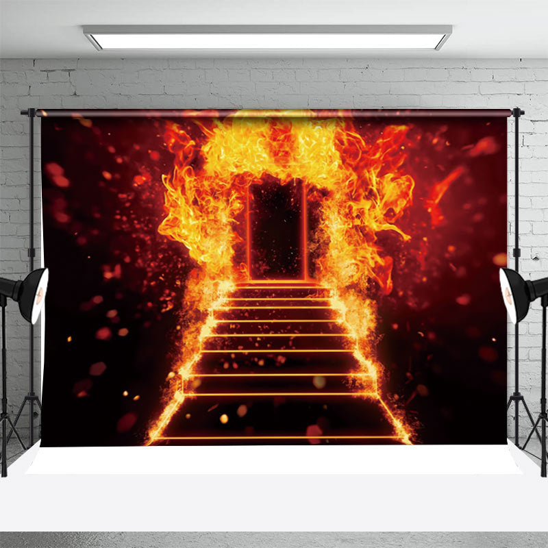 Aperturee - Black Burning Door Ladder Photography Cloth Backdrop