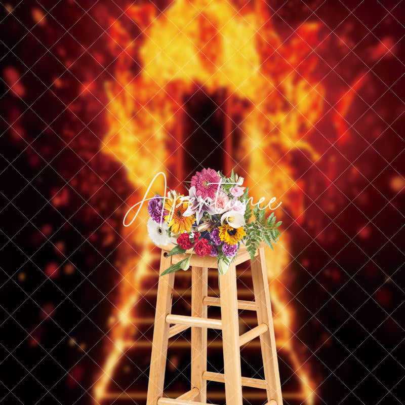 Aperturee - Black Burning Door Ladder Photography Cloth Backdrop