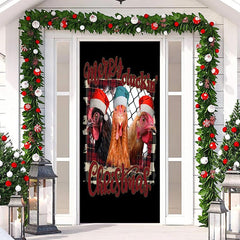 Aperturee - Black Chicken Merry Cluckin Christmas Door Cover