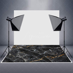 Aperturee - Classic Black Crack Marble Texture Rubber Floor Mat