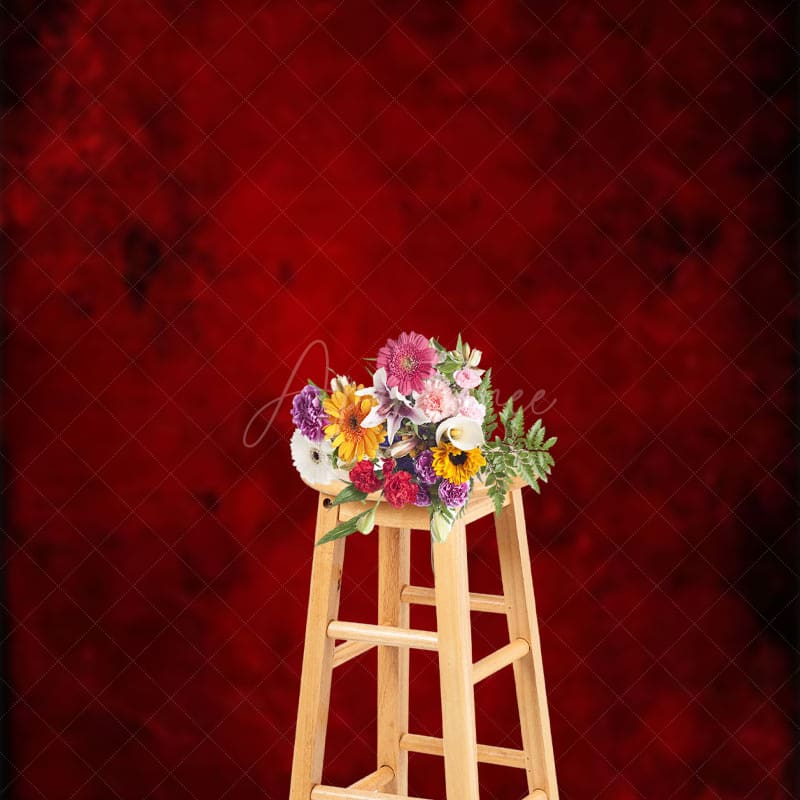 Aperturee - Black Dark Red Abstract Old Master Photo Backdrop