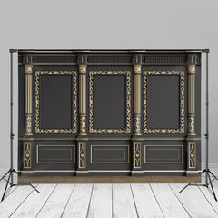 Aperturee - Black Elegant Classic Interior Wall Backdrop For Photo