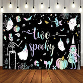 Aperturee - Black Ghosts Halloween Two Spooky Birthday Backdrop