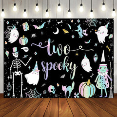 Aperturee - Black Ghosts Halloween Two Spooky Birthday Backdrop