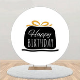 Aperturee - Black Gift Morden Simple Round Birthday Backdrop