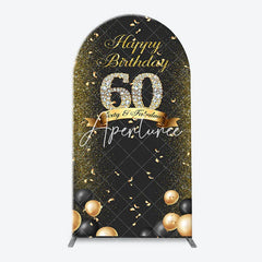 Aperturee - Black Gold Balloon Ribbon Arch 60th Birthday Backdrop