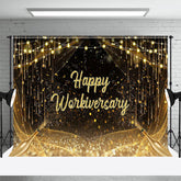 Aperturee - Black Gold Champagne Happy Workiversary Backdrop