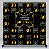 Aperturee - Black Gold Custom Name Happy 30th Birthday Backdrop