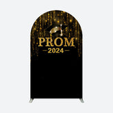 Aperturee - Black Gold Glitter Prom Party Graduation Arch Backdrop