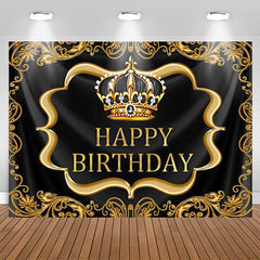 Aperturee - Black gold royal crown birthday Photo Booth backdrop