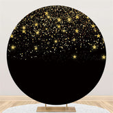 Aperturee Black Gold Starry Sky Happy Birthday Round Backdrop