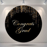 Aperturee Black Gold String Congrats Grad Round Backdrop Decoration