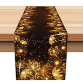 Aperturee - Black Golden Glitter Spark New Year Table Runner
