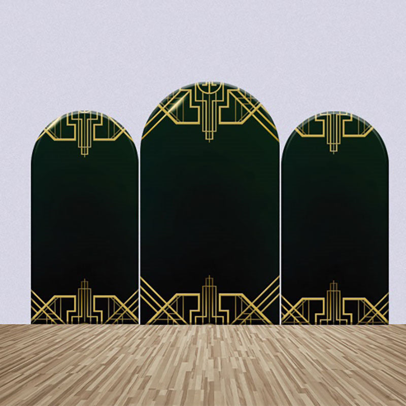 Aperturee - Black Golden Lines Simple Birthday Arch Backdrop Kit