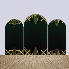 Aperturee - Black Golden Lines Simple Birthday Arch Backdrop Kit