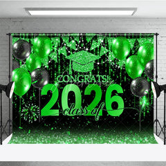Aperturee - Black Green Balloon Flag Class Of 2026 Photo Backdrop