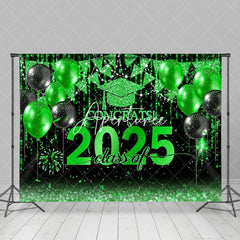 Aperturee - Black Green Balloon Flag Class Of 2025 Photo Backdrop