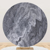 Aperturee - Black Grey Abstract Marble Round Birthday Backdrop