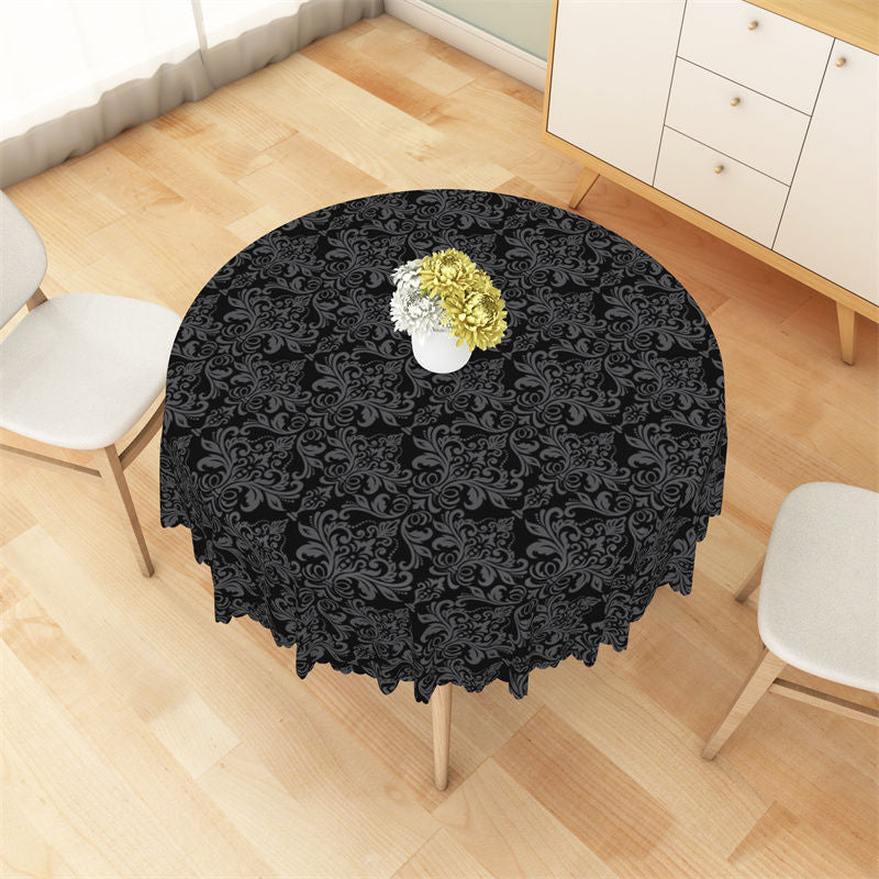 Aperturee - Black Grey Pattern Classic Abstract Round Tablecloth
