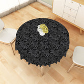 Aperturee - Black Grey Pattern Classic Abstract Round Tablecloth