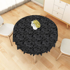Aperturee - Black Grey Pattern Classic Abstract Round Tablecloth