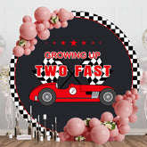 Aperturee - Black Growing Up Two Fast Round Birthday Backdrop